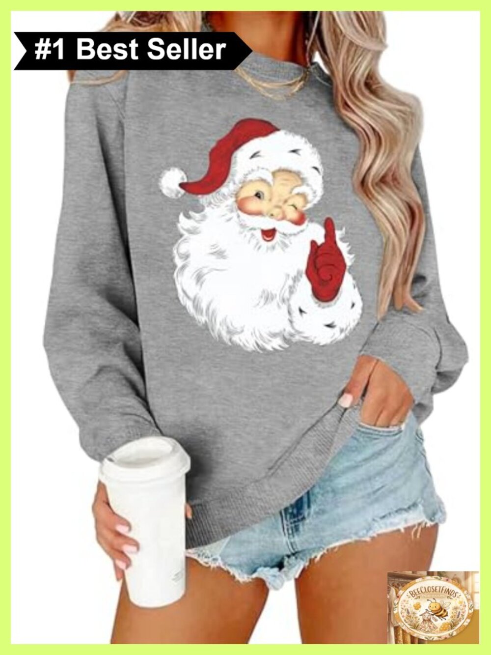Retro Santa Claus Graphic Crewneck Sweatshirt Long Sleeve Christmas Pullover